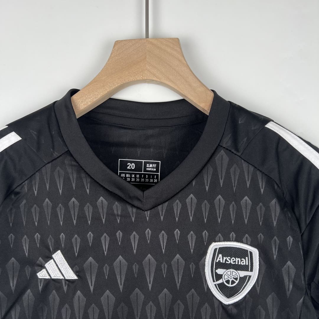 Arsenal 23/24 Gardien Noir Kit Enfant