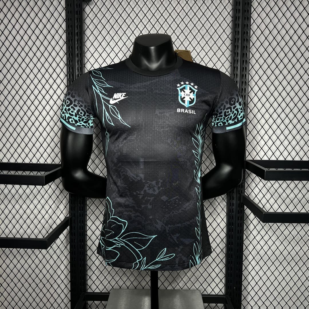 Brésil 2024 Maillot Preto Brilhante - Version Player