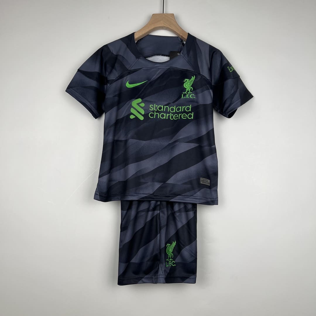 Liverpool 23/24 Gardien Noir Kit Enfant