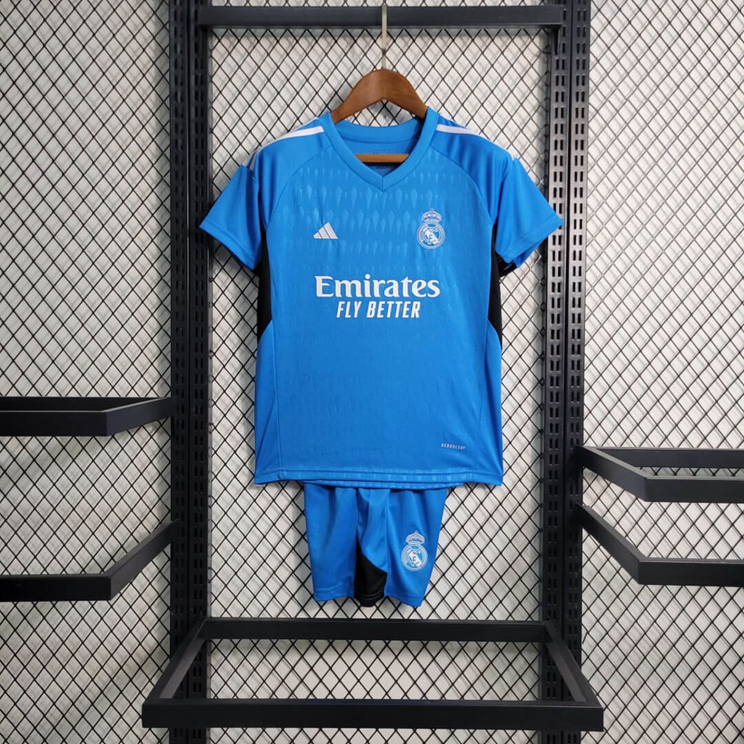 Real Madrid 23/24 Gardien Bleu Kit Enfant