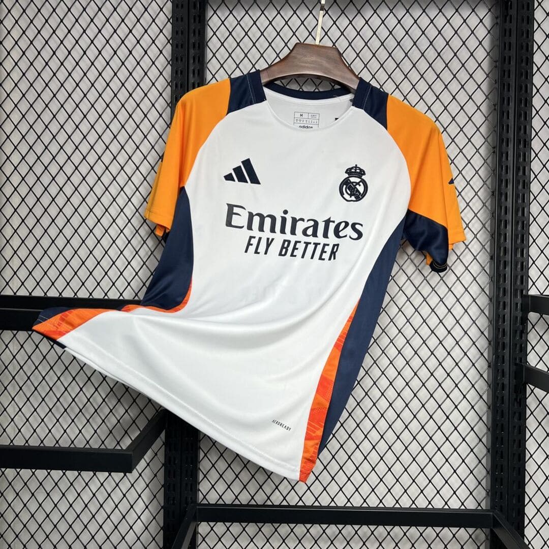 Real Madrid 24/25 Maillot Entrainement Blanc & Orange