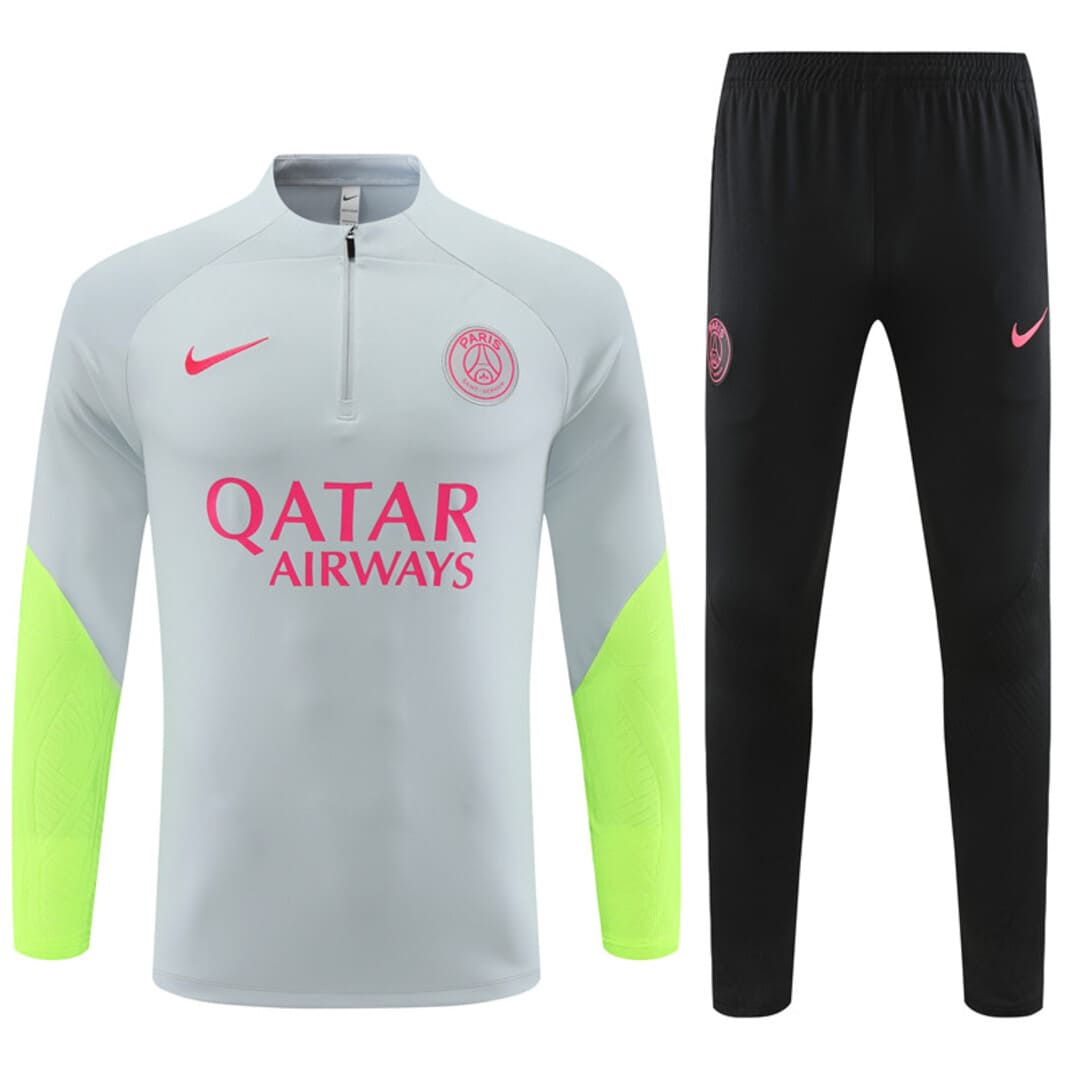 Paris Saint-Germain 23/24 - Haut 1/4 Zippé/Survêtement Gris Fluo