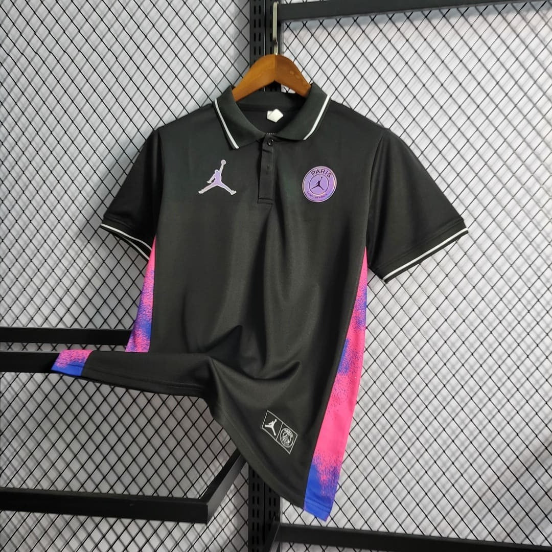 Paris Saint-Germain 2020/21 Polo Noir + Bande Latérale