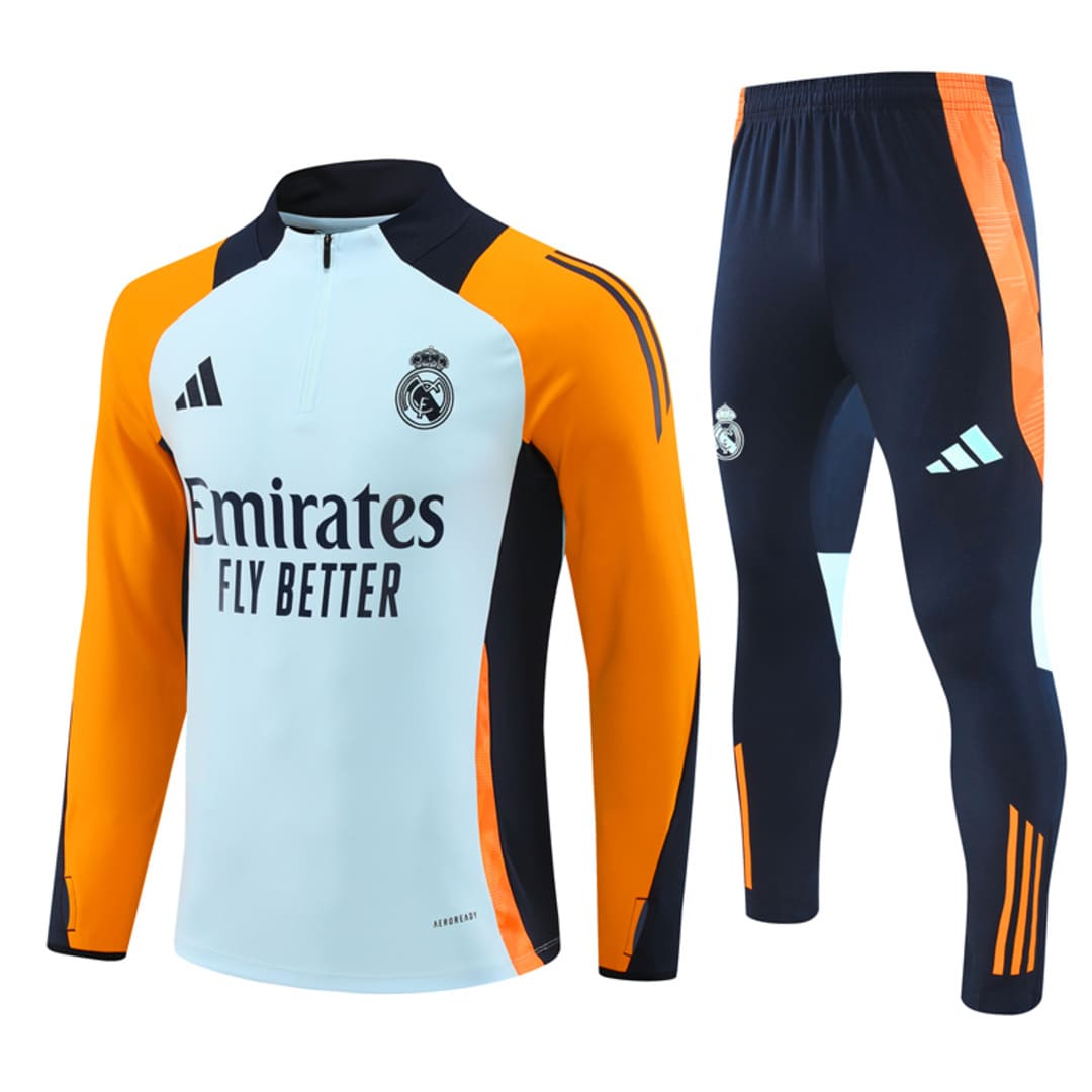 Real Madrid 24/25 - Haut 1/4 Zippé/Survêtement Blanc & Orange