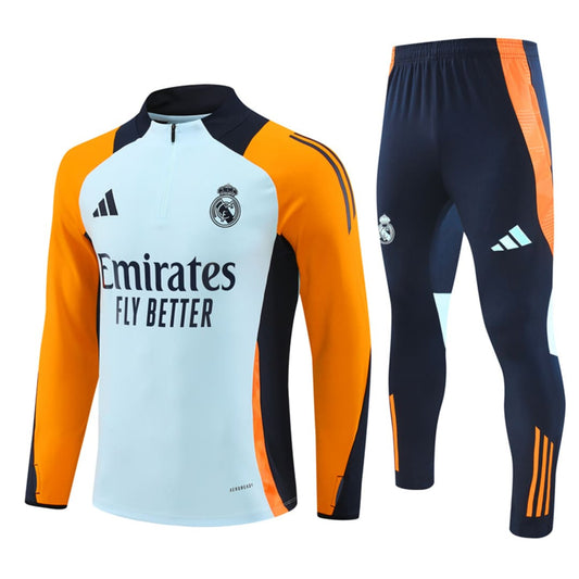 Real Madrid 24/25 - Haut 1/4 Zippé/Survêtement Blanc & Orange