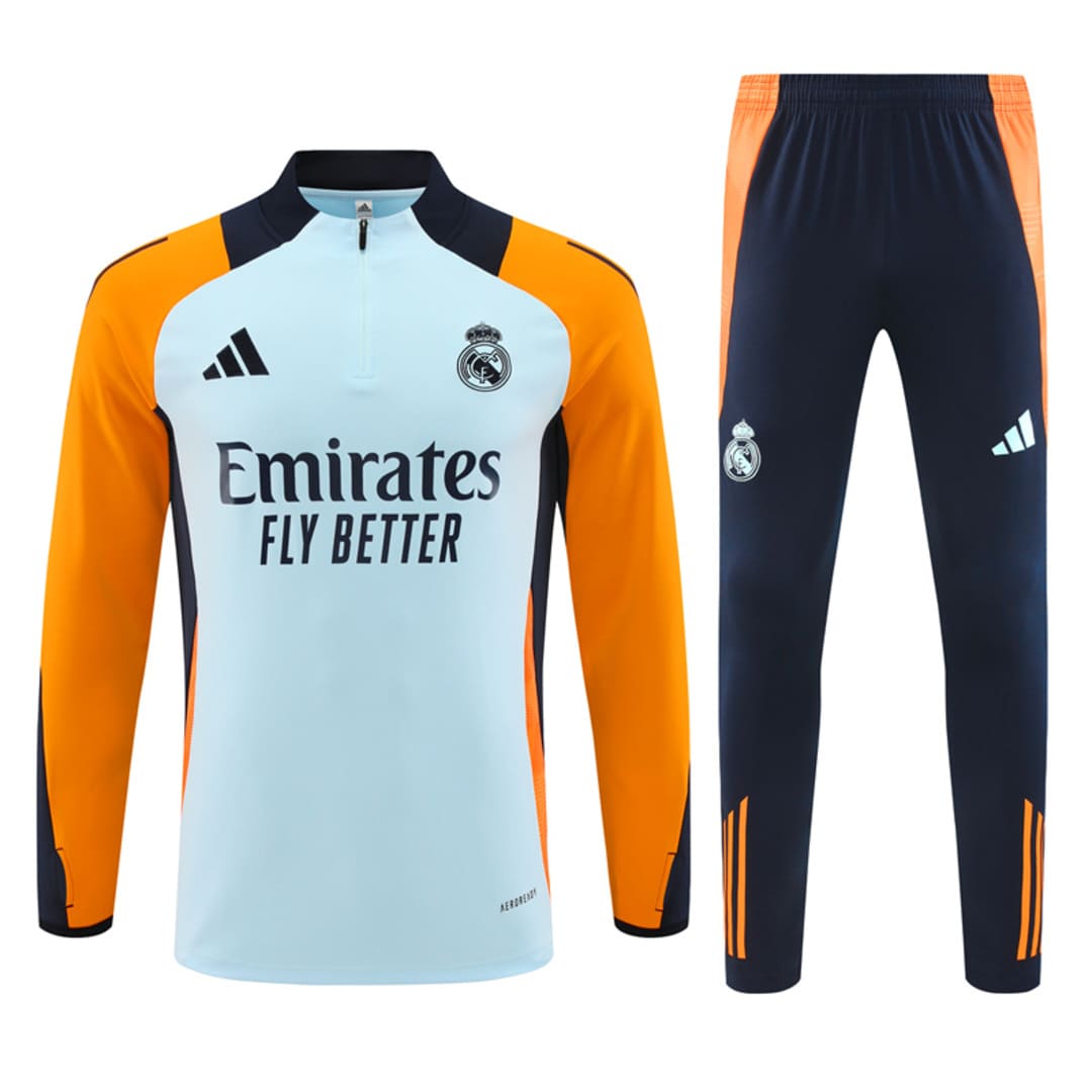 Real Madrid 24/25 - Haut 1/4 Zippé/Survêtement Blanc & Orange